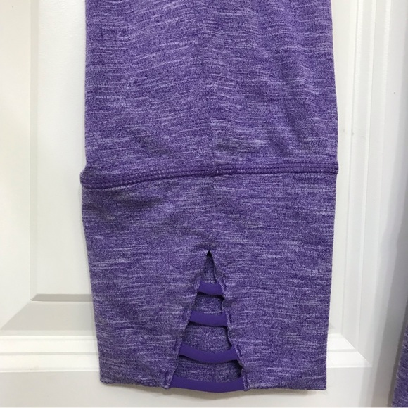 Prana Tori Capri Leggings Yoga Pants Lattice Hem Detail Purple Medium - Picture 6 of 11